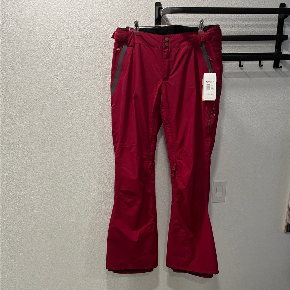 Roxy Burgundy Women's Snow Pants with Contrast Trim